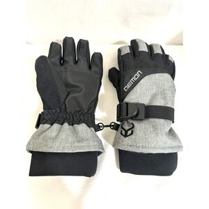 Demon Brand Youth Medium Black & Gray Winter Snow Gloves with Heat Pockets